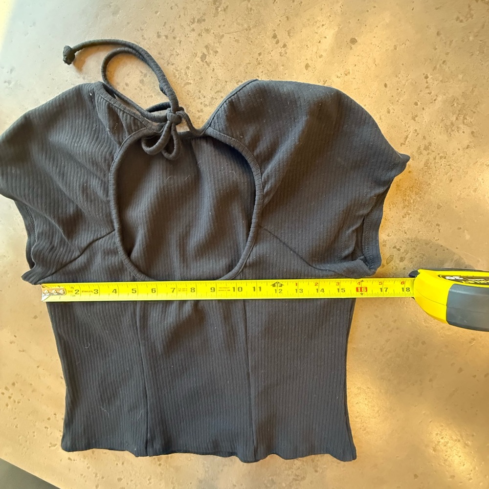 Anthropologie Corset knit top with open back. Black. - Picture 7 of 7